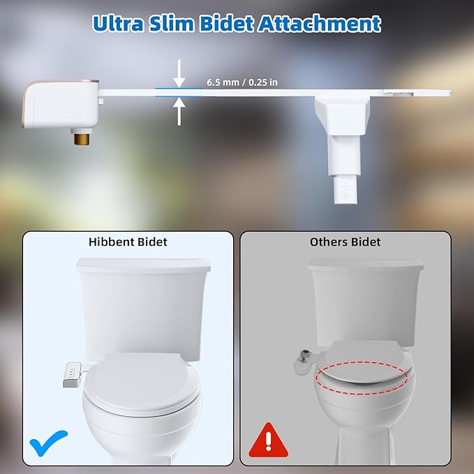 Hibbent Bidet Attachment for Toilet, Non-Electric Dual Nozzle for Frontal &