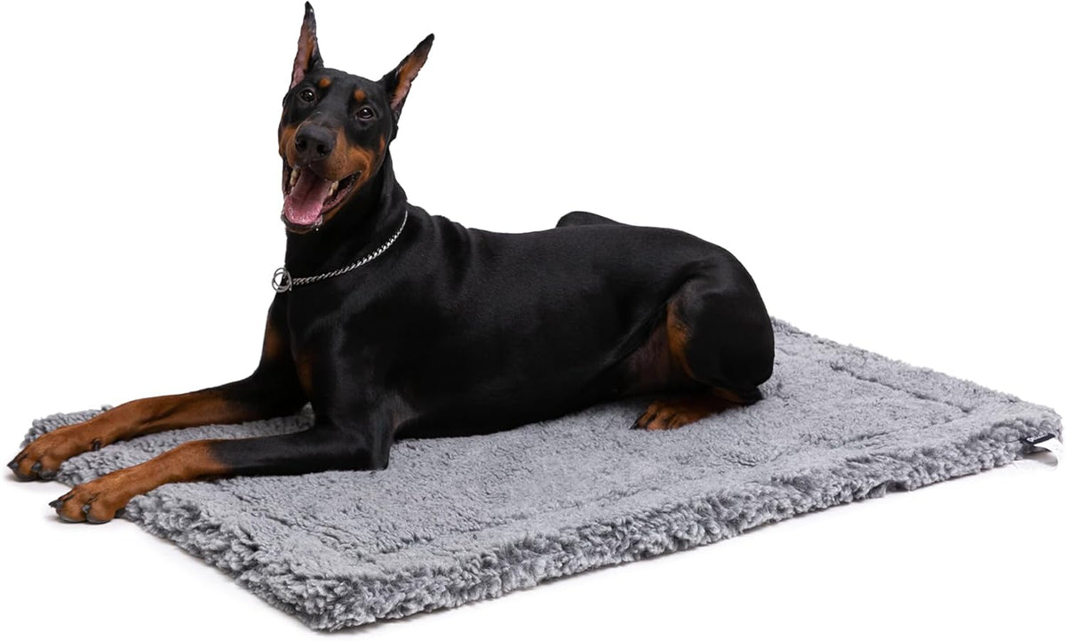 Stoutwool Indestructible Dog Bed - Fluffy Chew Proof Dog Crate Pad - Tough Kennel Pad for Aggressive Chewers - Washable, Ideal for Large Breeds & Fits 42-Inch Crate - 41"x27", Charcoal