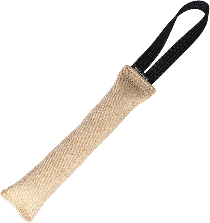 Dingo Gear, Natural Jute tug Toy for Dog Training Agility tug of war, Bumper Toy Dog bite, 1 Handle 1.5x11 S00144