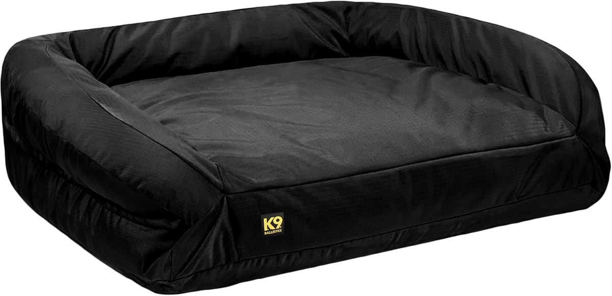 K9 Ballistics Tough Orthopedic Medium Bolster Dog Bed - Washable, Durable and Water Resistant Dog Bed - Made for Medium Dogs, 27"x33", Black