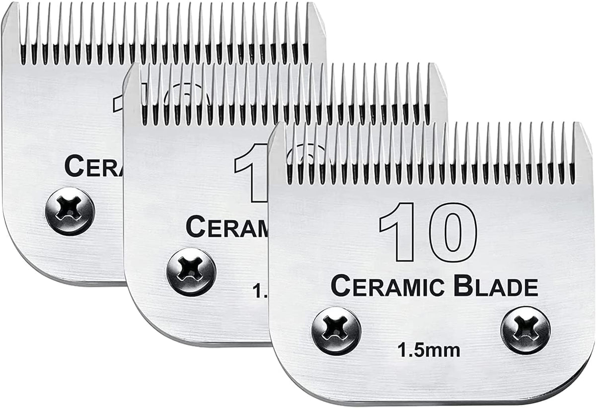 3 Pack 10 Blade Dog Grooming Blades Compatible with Andis Clippers/Oster A5/Wahl KM,Detachable Stainless Steel Blade,Size-10, 1/16-Inch Cut Length