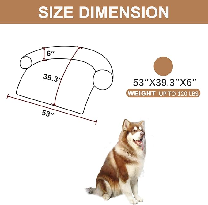 Calming Dogs/Cats Bed Mats, Dog Pad Washable Removable Couch Cover, Plush Long Fur Mat for Pets, Waterproof Lining, Perfect for Small, Medium and Large Dogs and Cats (Desert Brown, 53"x39")