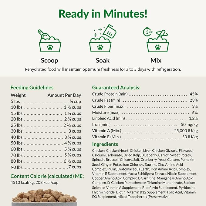 ULTIMATE PET NUTRITION Nutra Complete Freeze Dried Raw Dog Food, Veterinarian Formulated with Antioxidants, Prebiotics & Amino Acids (3 Pound, Chicken)