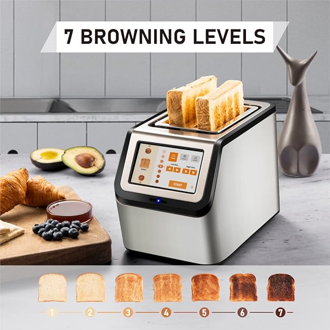 Smart Toaster, KETIAN Touch Screen 2 Slice, High-speed Automatic Settings