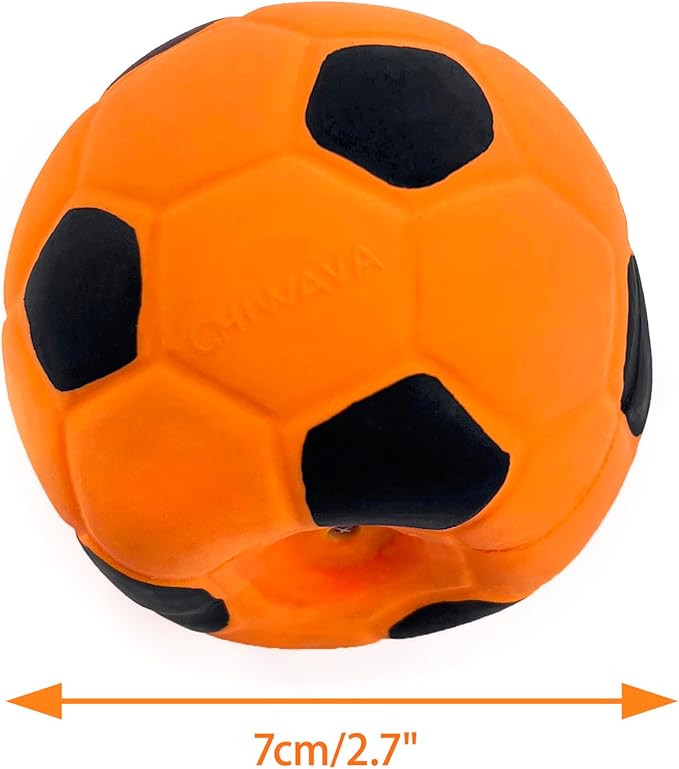CHIWAVA 3PCS 2.7'' Squeak Latex Dog Toy Football Chew Fetch Throw Ball for Medium Dogs Interactive Play