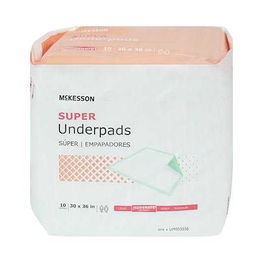 McKesson Super Underpads, Moderate Absorbency, 30 x 36 in, 100 ct | Disposable Chux Pads for Adults, Elderly, and Baby, Pee Pads, Adult Incontinence Bed Pads