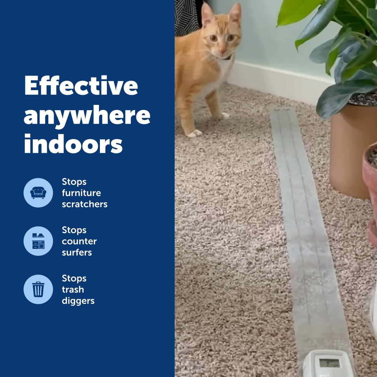 PetSafe ScatMat Indoor Pet Training Mats - Helps Prevent Furniture Climbing - Adjustable Correction Mat - Touch-Activated Design - LCD Pet Mat Controller - Battery Operated - Strip, 46" x 3"