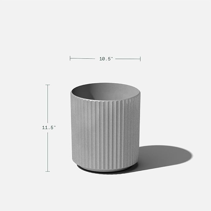 Veradek Demi Series Round Planter for Porch, Patio, Backyard | Durable Plastic-Concrete Material | Modern Décor for Tall Plants, Flowers