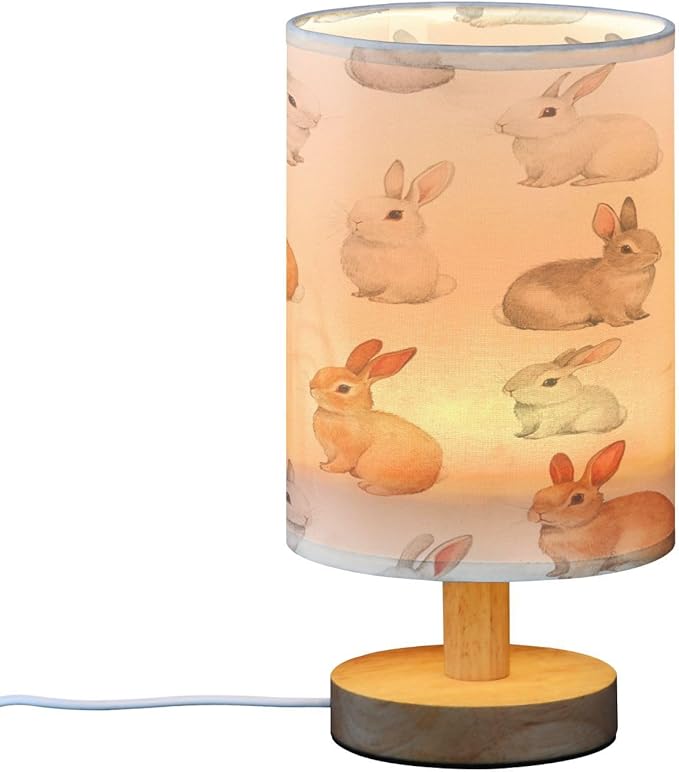 Rabbits LED Table Lamp for Bedroom Bedside Lamp with USB Charging Ports Decor Nightstand for Living Room Reading Dorm Desk Home Office