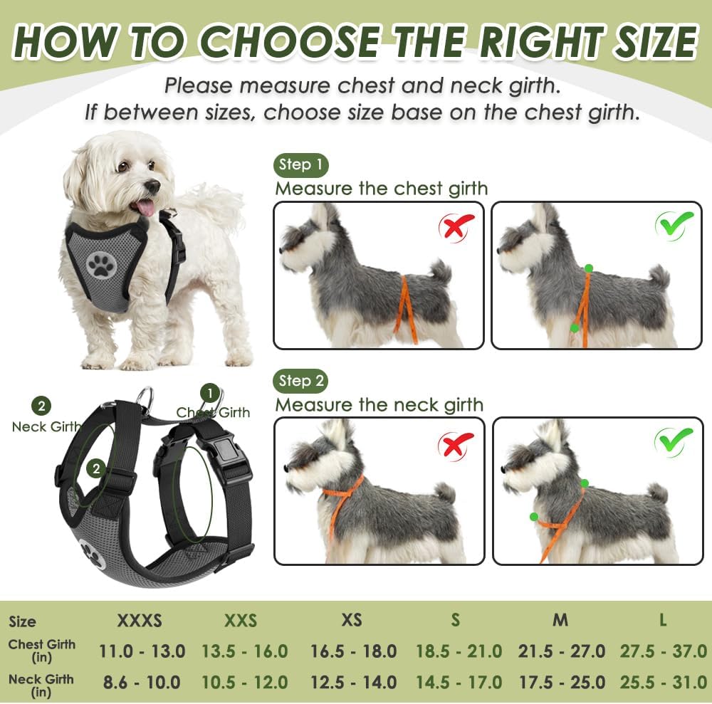 SlowTon Dog Seat Belt Harness for Car, Dog Car Harness Adjustable Mesh Breathable & Dog Seatbelt Safety Tether with Elastic Bungee for Small Medium Large Pets(Grey, Double Clip, M)