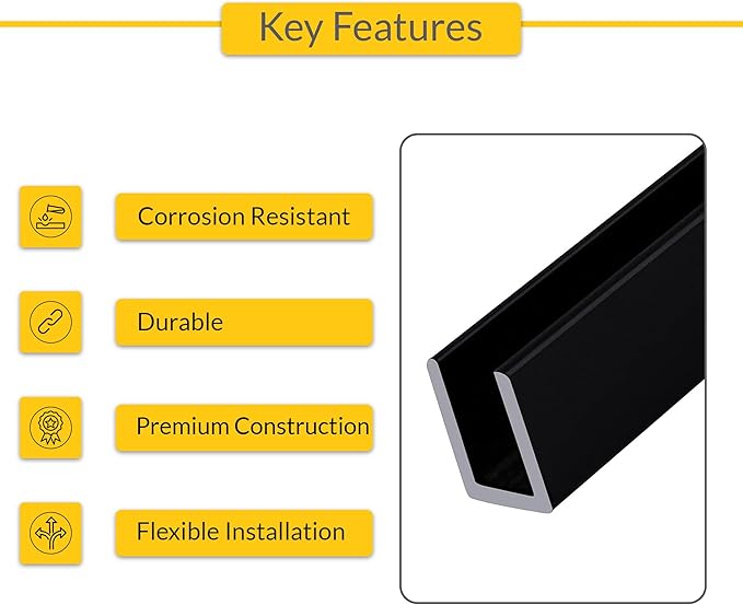 Brixwell SDCD3812MBL-CCP18-XCP25 Matte Black Frameless Shower Door Aluminum
