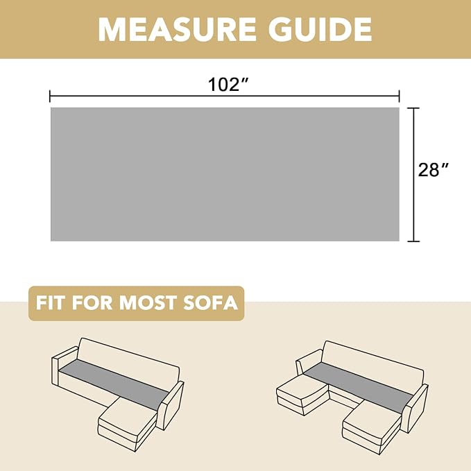 H.VERSAILTEX Chenille Couch Cover for Dogs Washable Soft Fuzzy Sofa Covers for 3 Cushion Couch Sectional Sofa Cover Thick Pet Couch Cover Protector Non-Slip Dog Bed Cover(Grey, 28" x 102")