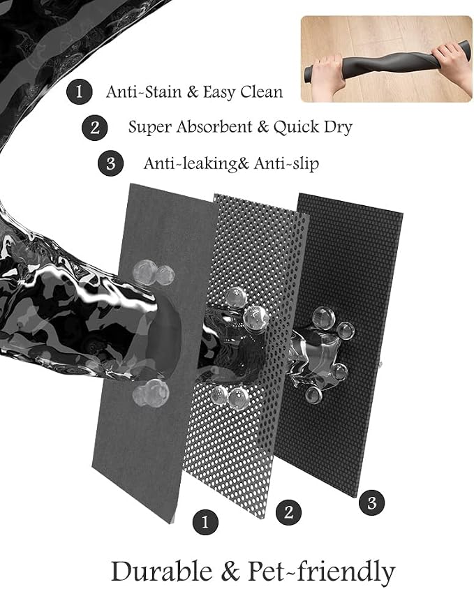 Pet Feeding Mat-Absorbent Dog Mat for Food and Water Bowl-No Stains Quick Dry Dispenser Mat-Dog Accessories Pet Supplies-Bowl for Messy Drinkers（Darkgrey,16"x24"