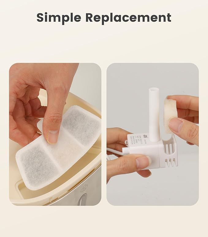 6pcs Replacement Filters for PW03 3.5L Stainless Steel Cat Water Fountain(for Fountain in Model PW03)