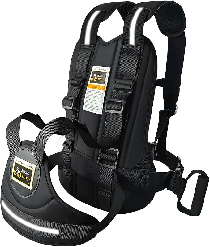 Jolik Child Motorcycle Harness Adjustable with Two Handles, Breathable Material in Black