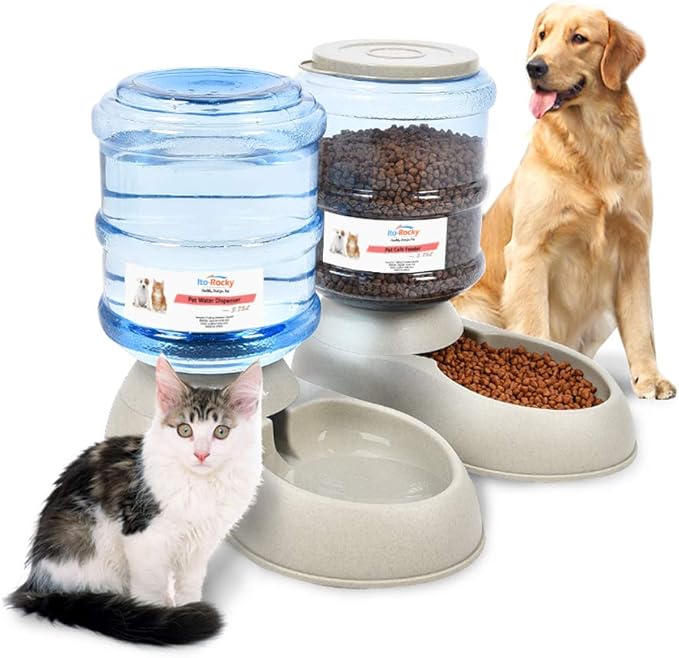 Pet Feeding Solution Automatic Cat & Dog Cafe Feeder and Water Dispenser in Set with Food Scoop - Ito Rocky 6-Meal Automatic Food Dispenser for Small/Middle Puppy and Kitten