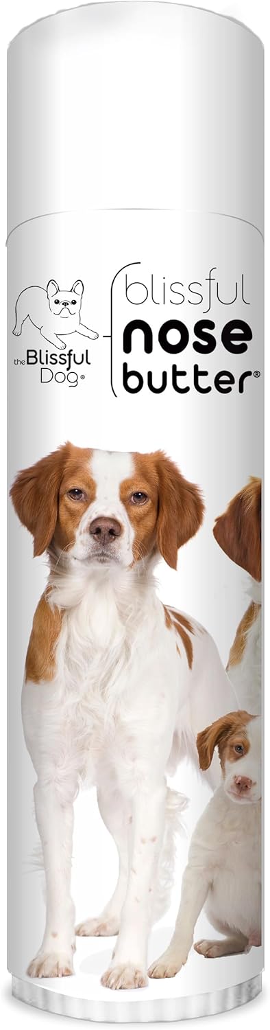 The Blissful Dog Brittany Spaniel Nose Butter for Dry, Cracked Skin, Lick-Safe Dog Nose Balm with Moisturizing Shea Butter, Almond, Olive, and Essential Oils, Pet Supplies, Uncented, 0.50 oz.
