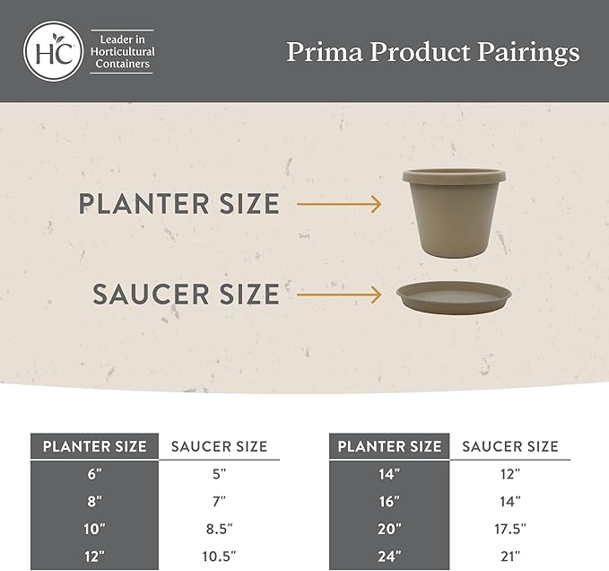 The HC Companies Prima Round Plastic Plant Pot w/Rolled Rim - Lightweight & UV Resistant Flower Pot for Herbs & More - Outdoor & Indoor Plant Pots w/Drainage (8 inch, Evergreen, Pack of 1)