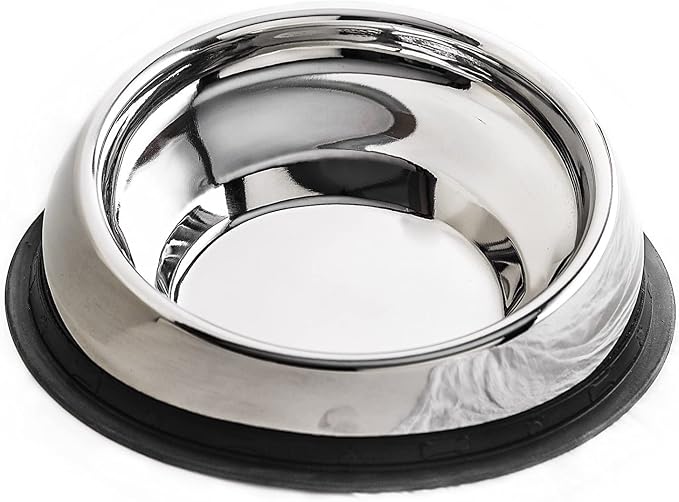 Enhanced Pet Bowl – Slanted Stainless Steel Dog Bowl for Breeds Like Bulldogs, Pugs – Raised Back, No-Spill, Reduces Gas & Mess – Medium Size, Non-Slip, Food-Grade - Does Not Ship from China