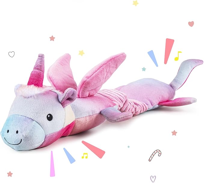 Squeaky Crinkle Plush Unicorn Dog Toys, Dog Toys to Keep Them Busy, Tug of War & Pull Toys for Small, Medium Dogs Puppy