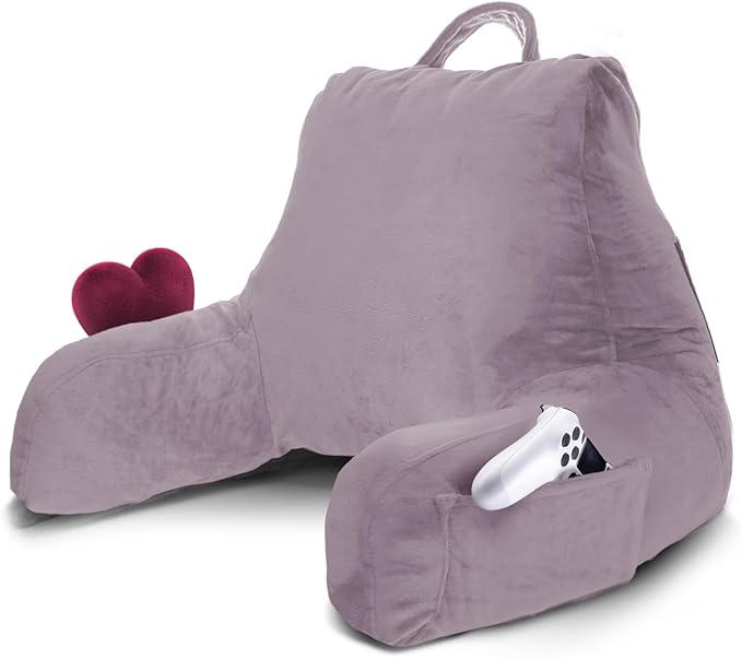 Nestl Reading Pillow for Kids & Teens with Shredded Memory Foam, Backrest Pillows for Reading, Watching, and Gaming, Use on the Couch, Bed, or Floor Adjustable Support with Washable Cover Dusty Purple