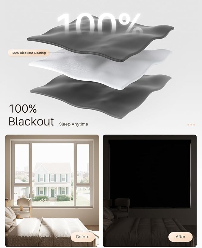 Smart Roller Shades for Windows, Alexa Blackout Motorized Blinds