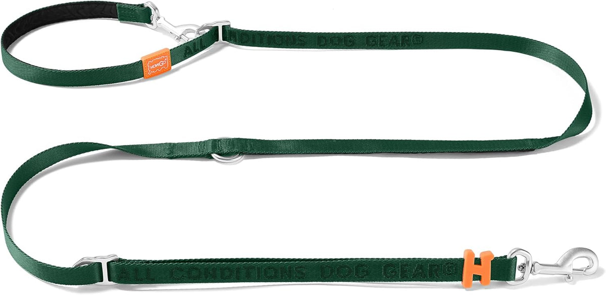 HOWGO 8-in-1 Multifunctional Hands Free Dog Training Leash with Padded Handle, 8.5 FT Nylon Adjustable Length, Lightweight Aviation Aluminum, Crossbody Waist Leash for Puppy Medium Large Dogs (Green)