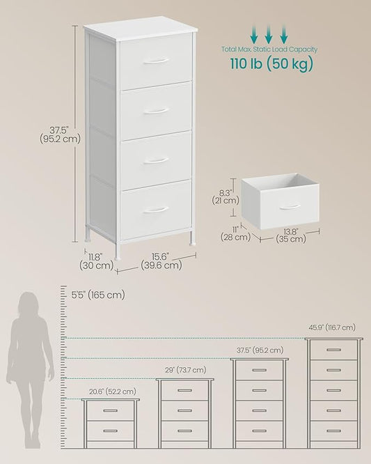 SONGMICS Dresser for Bedroom, Chest of Drawers, 4 Non-Woven Fabric Drawers