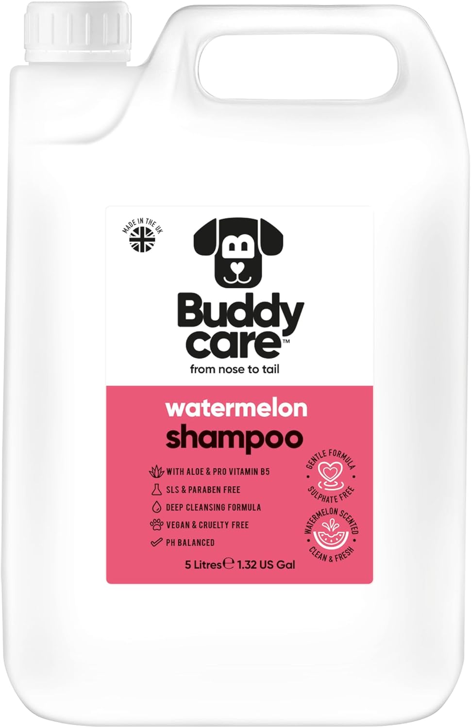 Watermelon Dog Shampoo by Buddycare | Deep Cleansing Shampoo for Dogs | Fresh Scented | with Aloe Vera and Pro Vitamin B5 (169.07oz)