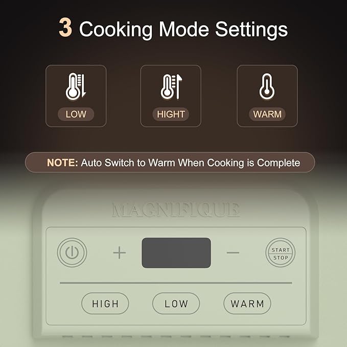 Magnifique 4 Quart Casserole Digital Slow Cooker, Premium Ceramic Bakeware