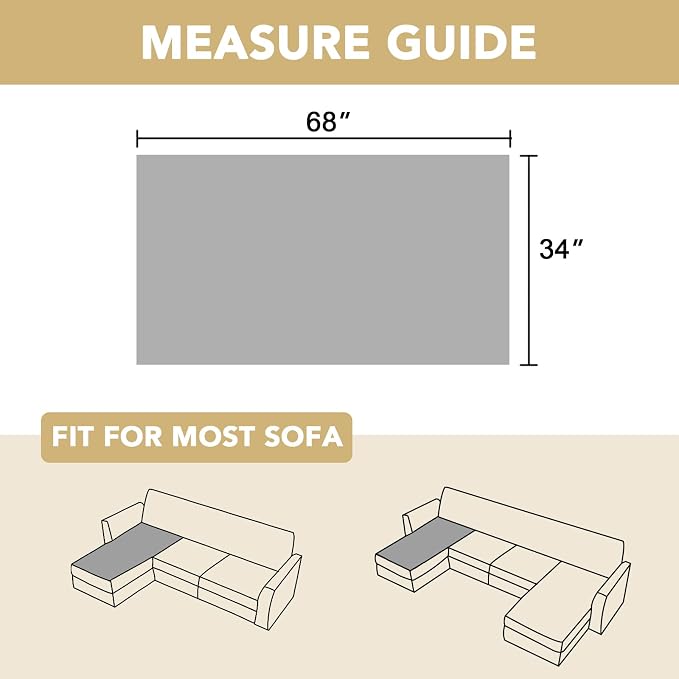 H.VERSAILTEX Chenille Couch Cover for Dogs Washable Soft Fuzzy Chaise Cover Sectional Couch Covers for L Shaped Sofa Both Left/Right Thick Pet Couch Cover Protector Non-Slip(Light Grey, 34" x 68")