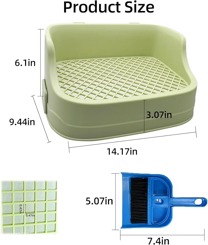 Tfwadmx Rabbit Litter Box Bunny Potty Training Litter Boxes Guinea Pig Corner Bedding Box Small Animal Toilet for Ferret,Chinchilla,Galesaur(Green)