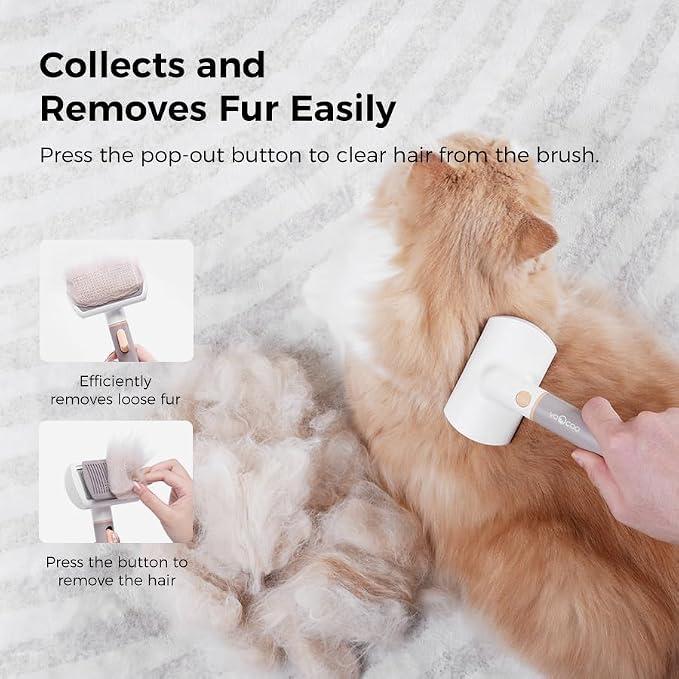 VOOCOO Self Cleaning Slicker Brush, A Complete Grooming Tool, Deshedding Undercoat and Hair Removal for Dogs and Cats, Safe and Gentle on Pets Skin, Easy Pet Hair Removal.