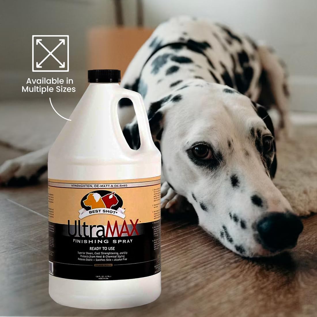 Best Shot UltraMAX Pro Finishing Spray, Ideal Detangler Spray for Pets, Hydrating and Soothing Pet Grooming Spray, for Dogs and Cats, 1.1 Gallon