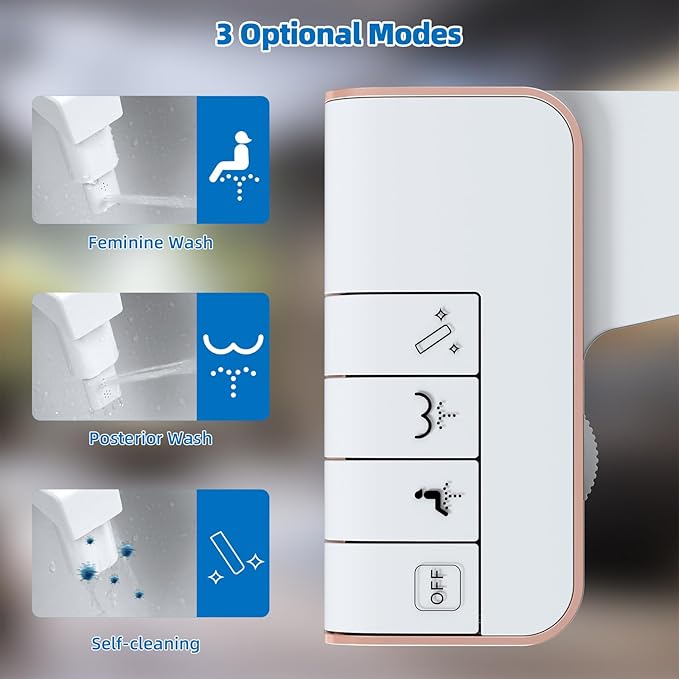 Hibbent Bidet Attachment for Toilet, Non-Electric Dual Nozzle for Frontal &