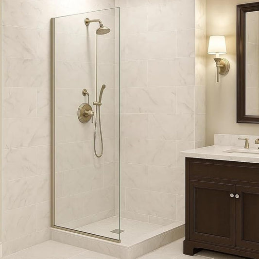 Yana Frameless Shower Door Screen, Fixed Shower Door Panels 3/8" Thick Tempered