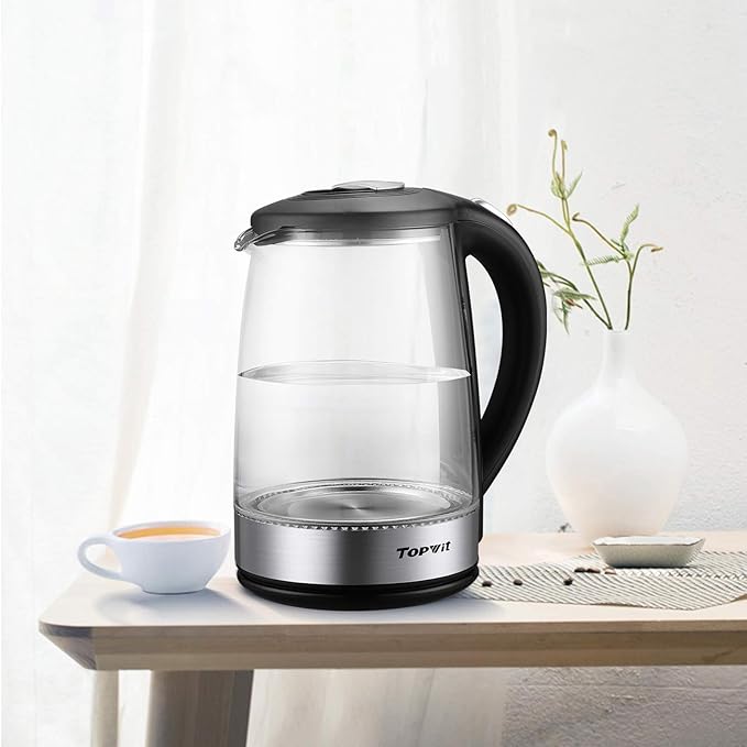 TOPWIT Electric Kettle Glass Hot Water Kettle, 2.0L Water Warmer, BPA-Free