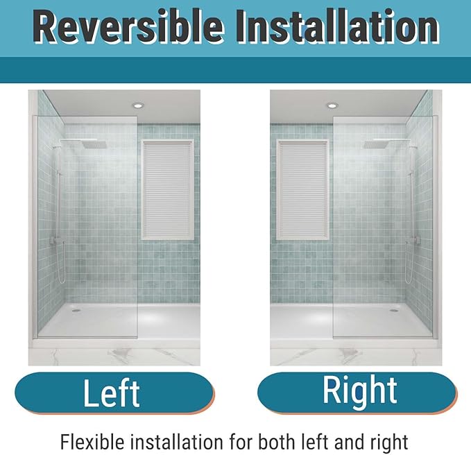 Sunrosa 36"×76" Shower Glass Panel, 8mm Thick Shower Screen, Brushed Nickel