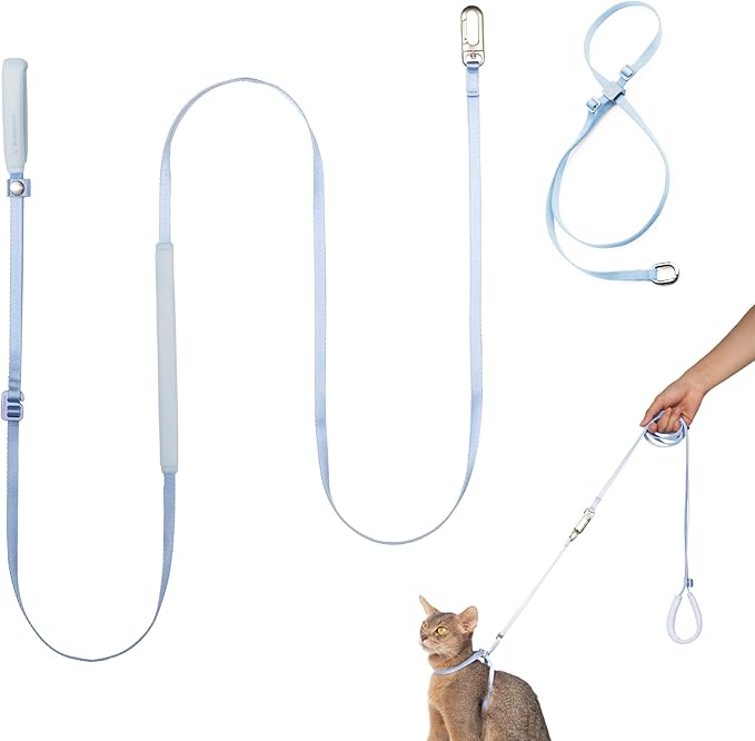 Sierra Blue M Cat Harness and Leash Set, Lightweight Escape Proof, Adjustable, Walking Training