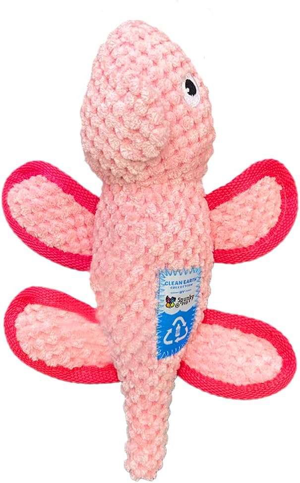 Spunky pup Clean Earth Plush Dog Toy with Squeaker - Recycled, Eco-Friendly, Floats for Beach, Lake, Pool - Chameleon