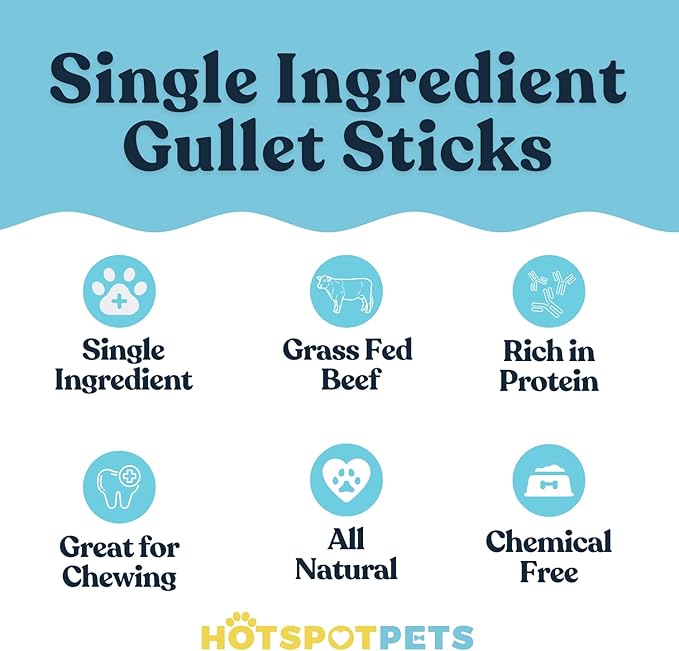 hotspot pets All-Natural Braided Beef Gullet Sticks (5 Pack) Grass-Fed, 6'' Braided Esophagus Jerky Treats - Rich in Glucosamine & Chondroitin for Joint Health – Rawhide-Free Dog Chews
