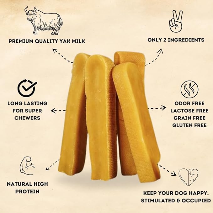 Back 40 Dogs Yak Cheese Himayalan Dog Chews – Long-Lasting Natural Chews for Aggressive Chewers – 2-Ingredient, High Protein, Odorless, Dental Health Treats for Dogs (Large, 8 Pack)