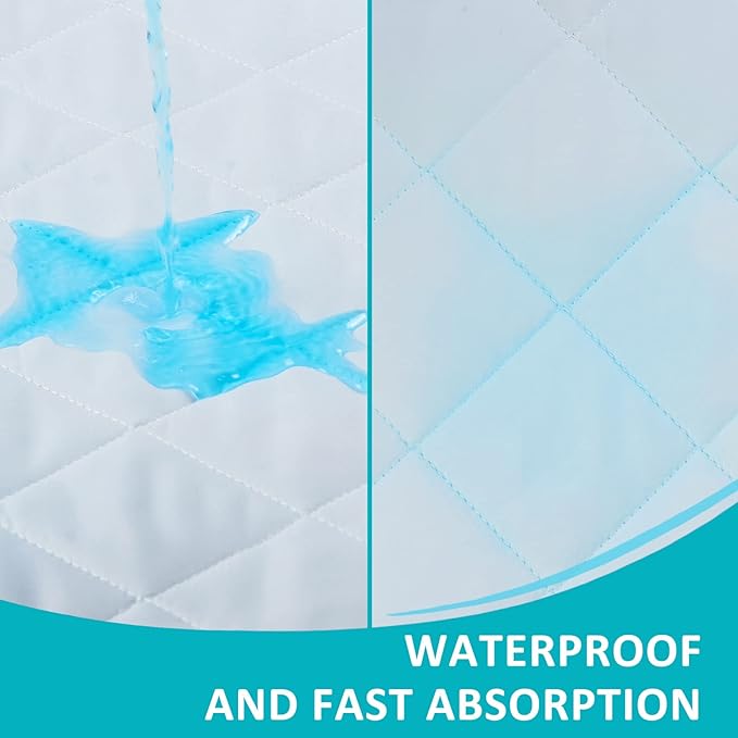 Queen 60"x80" Waterproof Pad with Straps, Incontinence Mattress Protector | KANECH Washable Pee Pad for Bed, Adults, Overnight Bed Protector, Waterproof Mattress Pad, Hold 16 Cups, Fits 5-20" Mattress