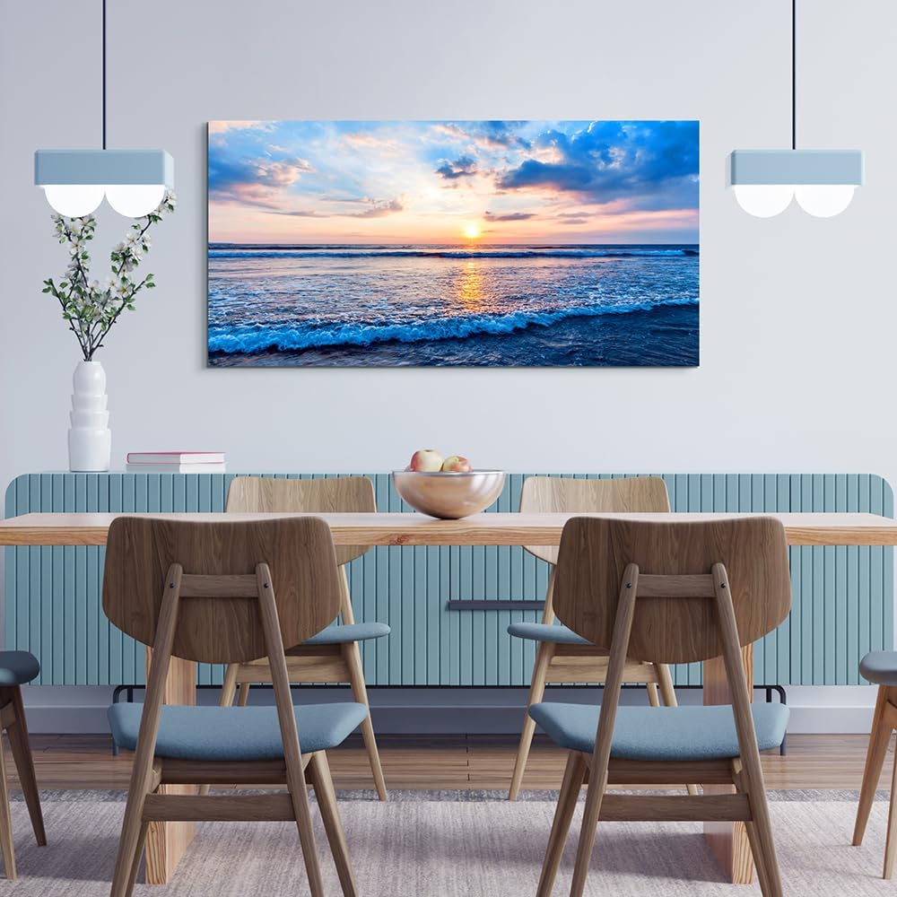 Lapremoly Blue Ocean Wall Painting Canvas Art For Living Room, Office, Bedroom - Large Wall Decor - Ready To Hang