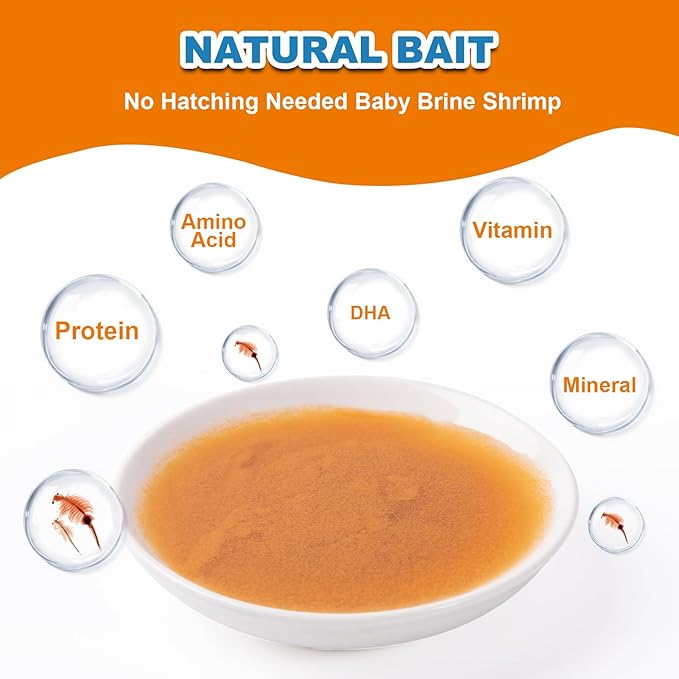 Instant Baby Brine Shrimp Fish Food - No Hatch High Protein Fry Food for Betta Guppy Discus Tropical Fish Saltwater & Freshwater Aquarium(50ml)