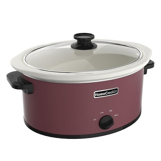 HOMECOOKIN 6 Quart Slow Cooker Oval Manual Pot Food Warmer