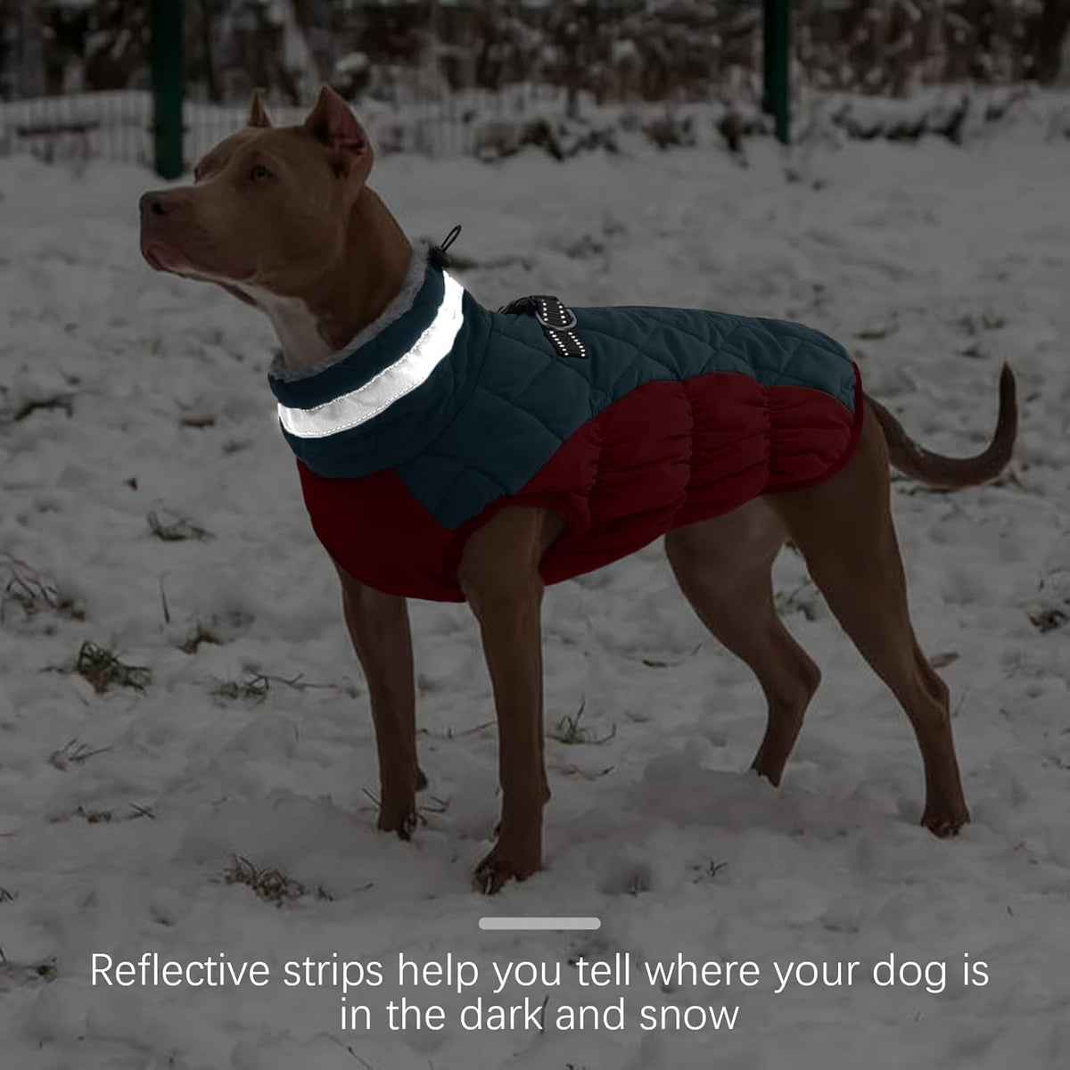 FUAMEY Dog Coat for Medium Dogs,Waterproof Dog Winter Jacket with Harness Built in Puppy Cold Weather Coats Reflective Pet Vest with Zipper Warm Fleece Dogs Snowsuit Windproof Dark Blue M