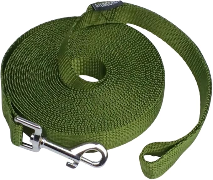 Dog/Puppy Obedience Recall Training Agility Lead - 15ft 20ft 30ft 40ft 50ft Training Leash - Great for Play, Camping, or Backyard (Military Green, 15 Feet)