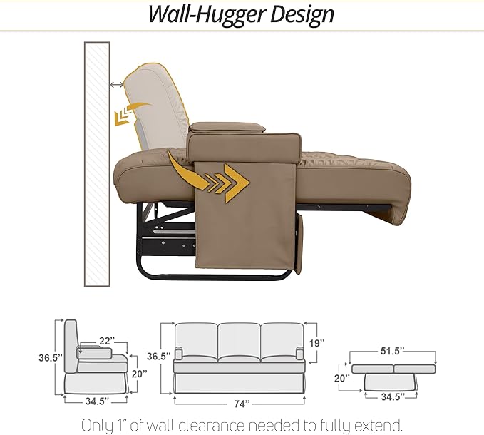Qualitex De Leon Console SL RV Sofa Bed, 74" Wide, Ulitmate Leather, Light Sand