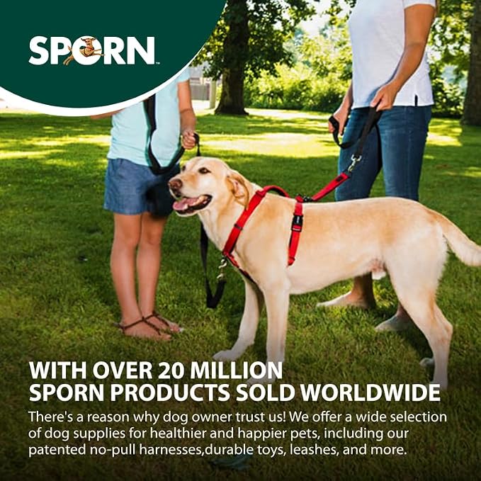 SPORN Ultimate Control No Pull Dog Harness for Medium-Sized Dogs - 4-in-1 Adjustable Dog Harness with Front, Back & Dual-Clip Options & Emergency Grab Handle - Easy On/Off, Padded Comfort (Red, M)